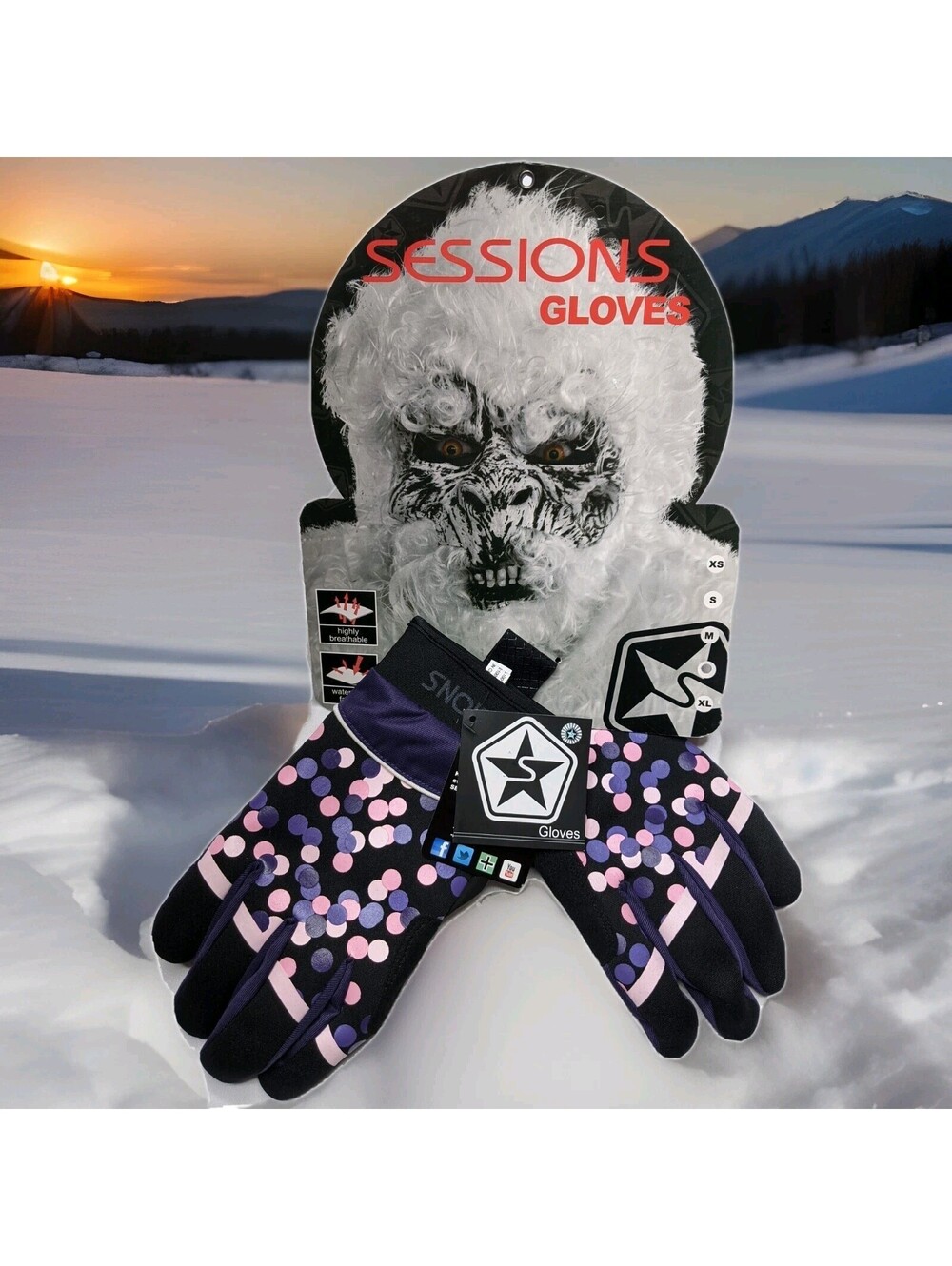 SESSIONS WARM WEATHER WINTER Ski Snowboard Gloves Womens Large PURPLE WATERPROOF